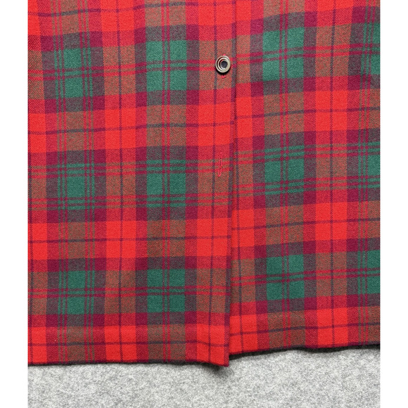 Vintage Robinson's Skirt Womens 12 Red Wool Tartan Plaid A-Line Button Front - Picture 10 of 13